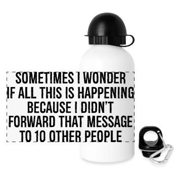 sometimes I wonder If all this is happening - Panorama Trinkflasche mit Deckel 500 ml - Weiß - Vorne
