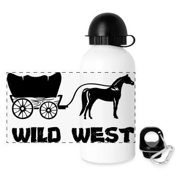 Western Carriage Wild West - Panoramic Thermal Bottle with Lid 500 ml - white - Front