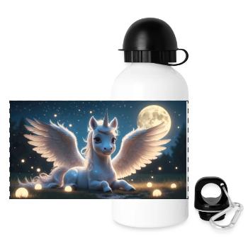 White Unicorn with Wings - Panoramic Thermal Bottle with Lid 500 ml - white - Front
