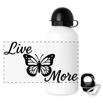 Live More - Panorama Trinkflasche mit Deckel 500 ml - Weiß - Vorne