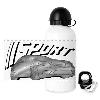 Glänzendes Sportauto Print - Panorama Trinkflasche mit Deckel 500 ml - Weiß - Vorne