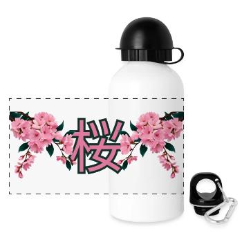 Sakura [jap.] - Panorama Trinkflasche mit Deckel 500 ml - Weiß - Vorne