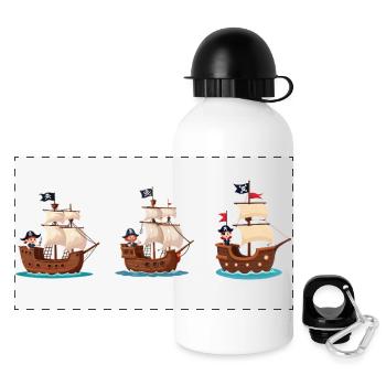 Child pirates on pirate ship - Panoramic Thermal Bottle with Lid 500 ml - white - Front
