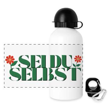 Soyez VOUS-MÊME - Fleurs - Gourde panoramique avec couvercle 500 ml - blanc - Devant