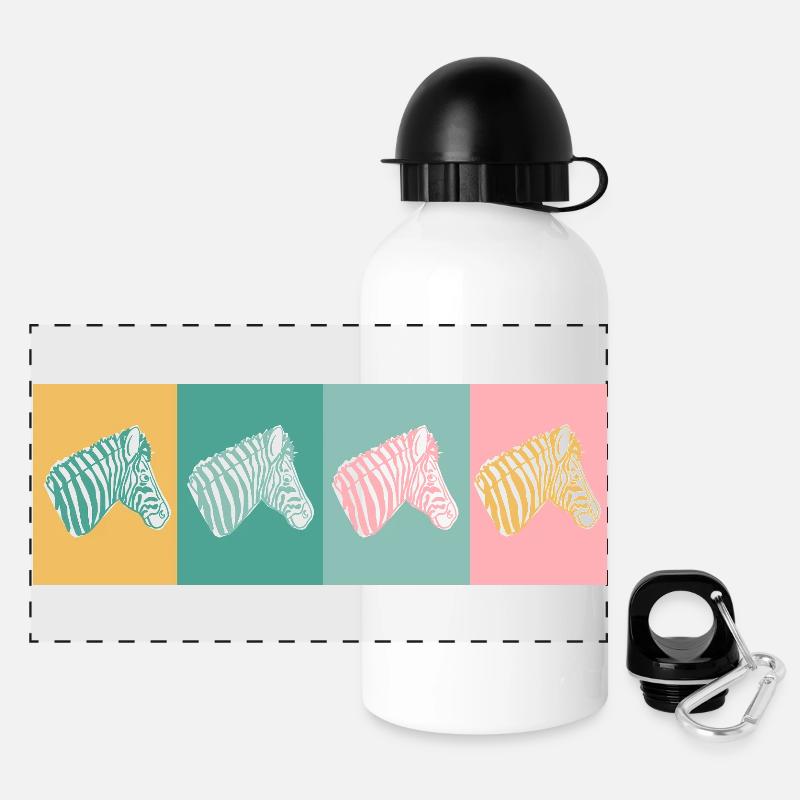 4 Zebras - Panoramic Thermal Bottle with Lid 500 ml - white