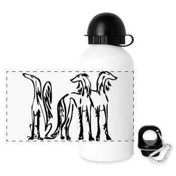 Saluki Trio - Panorama Trinkflasche mit Deckel 500 ml - Weiß - Vorne