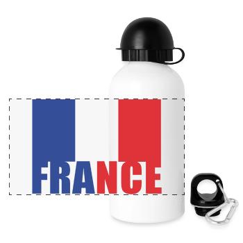 Drapeau français - Gourde panoramique avec couvercle 500 ml - blanc - Devant