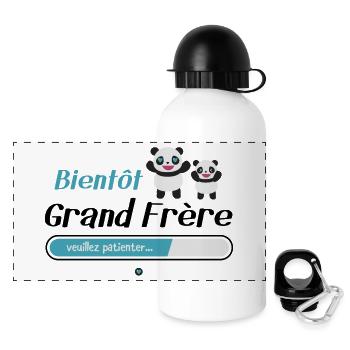Bientôt grand frère - Gourde panoramique avec couvercle 500 ml - blanc - Devant