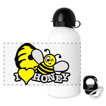 i_love_honey_dc3 - Panorama Trinkflasche mit Deckel 500 ml - Weiß - Vorne