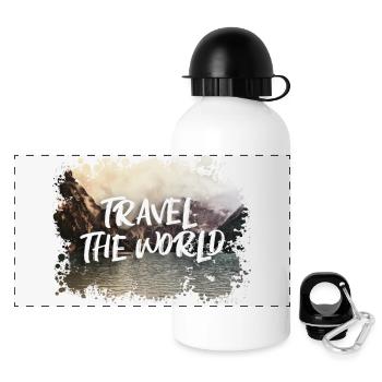 Travel The World - Gourde panoramique avec couvercle 500 ml - blanc - Devant