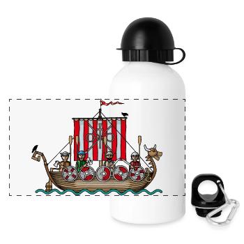 Wikinger auf hoher See - Panorama Trinkflasche mit Deckel 500 ml - Weiß - Vorne