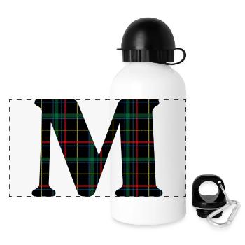 Monogrammed m Scottish tartan - Panoramic Thermal Bottle with Lid 500 ml - white - Front