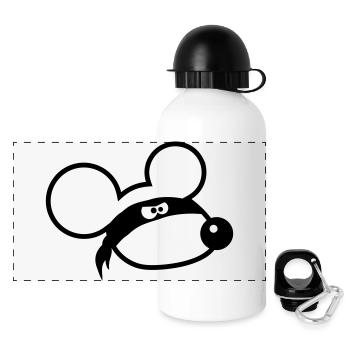 Maus Böse Räuber Ninja Überfall Dieb Tuch Augen - Panorama Trinkflasche mit Deckel 500 ml - Weiß - Vorne
