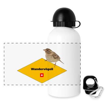 Wandervögeli – Chemise suisse pour les amateurs de randonnée - Gourde panoramique avec couvercle 500 ml - blanc - Devant