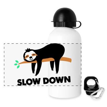 faultier slow down - Panorama Trinkflasche mit Deckel 500 ml - Weiß - Vorne