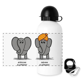 African Elephant, Indian Elephant - Panoramic Thermal Bottle with Lid 500 ml - white - Front
