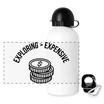 Exploring > Expensive – Travel Shirt - Panoramic Thermal Bottle with Lid 500 ml - white - Front