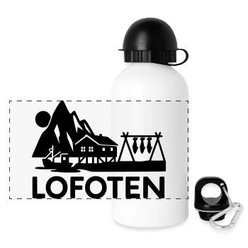 lofoten silhouette - Panorama Trinkflasche mit Deckel 500 ml - Weiß - Vorne