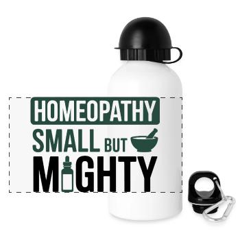Homöopathie Klein, aber mächtiger Profi - Panorama Trinkflasche mit Deckel 500 ml - Weiß - Vorne