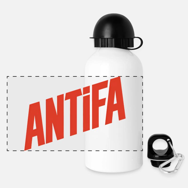 Antifa - Antifascist Merch - Panorama Trinkflasche mit Deckel 500 ml - Weiß