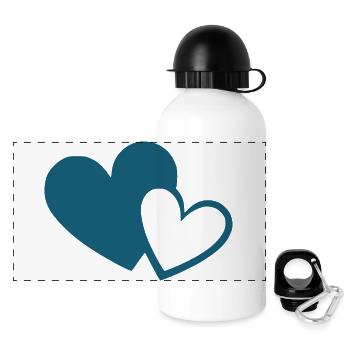 blue heart 2 hearts gift - Panoramic Thermal Bottle with Lid 500 ml - white - Front