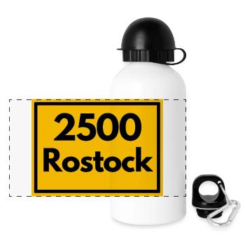 ALTE POSTLEITZAHL PLZ RETRO 2500 ROSTOCK HANSEPORT - Panorama Trinkflasche mit Deckel 500 ml - Weiß - Vorne