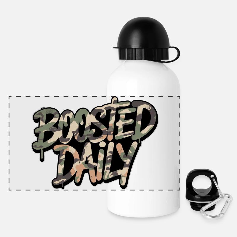 Boosted Daily Auto Tuning Design Camouflage Tuner - Panoramic Thermal Bottle with Lid 500 ml - white