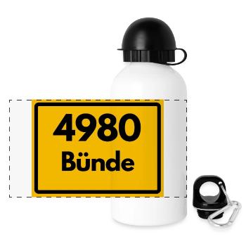 ALTE POSTLEITZAHL PLZ RETRO 4980 BÜNDE - Panorama Trinkflasche mit Deckel 500 ml - Weiß - Vorne