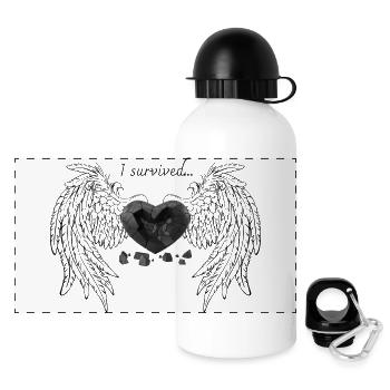 Gebrochenes Schwarzes Herz - Panorama Trinkflasche mit Deckel 500 ml - Weiß - Vorne