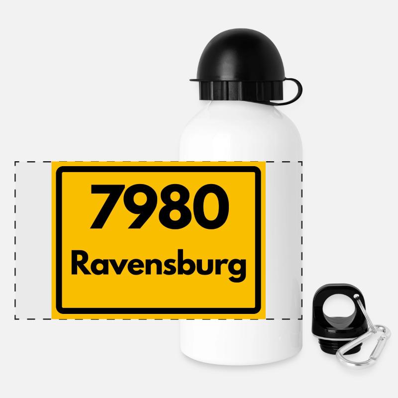 ALTE POSTLEITZAHL PLZ RETRO 7980 RAVENSBURG HEIMAT - Panorama Trinkflasche mit Deckel 500 ml - Weiß