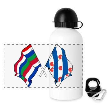 Drapeaux croisés de Schier & Friesland - Gourde panoramique avec couvercle 500 ml - blanc - Devant