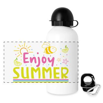 Enjoy the summer - Panorama Trinkflasche mit Deckel 500 ml - Weiß - Vorne