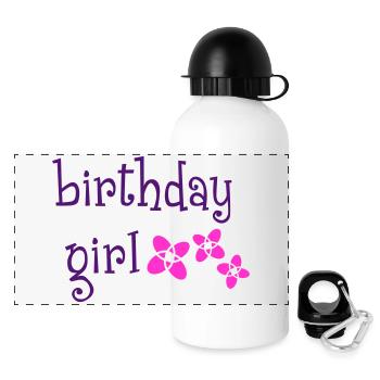"Birthday Girl" - Gourde panoramique avec couvercle 500 ml - blanc - Devant
