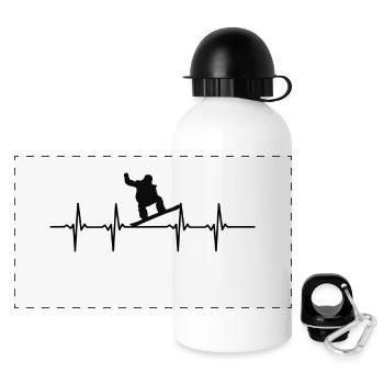 Snowboard - Panorama Trinkflasche mit Deckel 500 ml - Weiß - Vorne