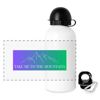 Berg Kette im Gradient - Take me to the Mountains - Panorama Trinkflasche mit Deckel 500 ml - Weiß - Vorne