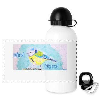 Bird Nerd Blaumeise Geschenkidee für Vogelfans - Panorama Trinkflasche mit Deckel 500 ml - Weiß - Vorne