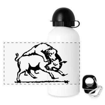 Schafkopf_Simple - Panorama Trinkflasche mit Deckel 500 ml - Weiß - Vorne