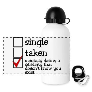 Mentally dating a celebrity - Panorama Trinkflasche mit Deckel 500 ml - Weiß - Vorne