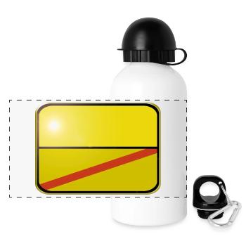 Ortsschild blanko - Panorama Trinkflasche mit Deckel 500 ml - Weiß - Vorne