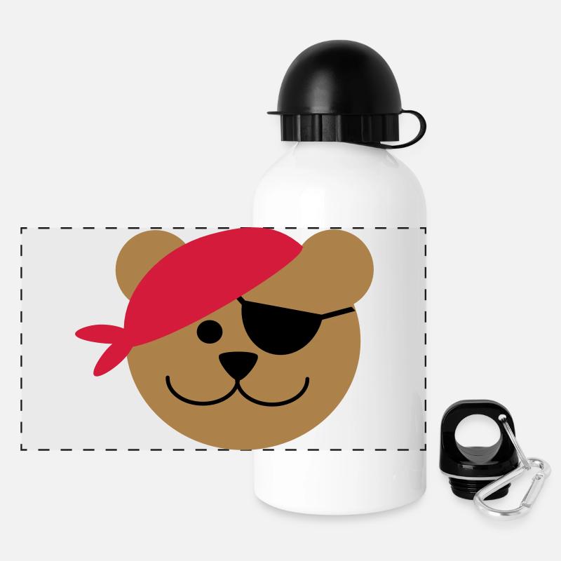 Piratenbär - Panoramic Thermal Bottle with Lid 500 ml - white