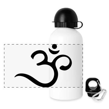 Om Mantra, Symbol, Buddhismus, Yoga, Meditation - Panorama Trinkflasche mit Deckel 500 ml - Weiß - Vorne