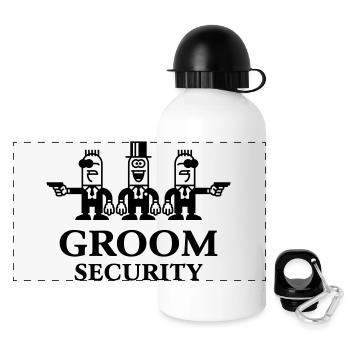 Groom Security Cartoon (Stag Party / 1C) - Panorama Trinkflasche mit Deckel 500 ml - Weiß - Vorne