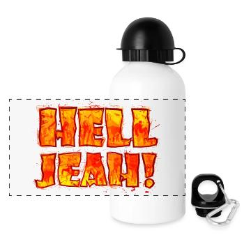 Hell Jeah! (Schriftzug) - Panorama Trinkflasche mit Deckel 500 ml - Weiß - Vorne