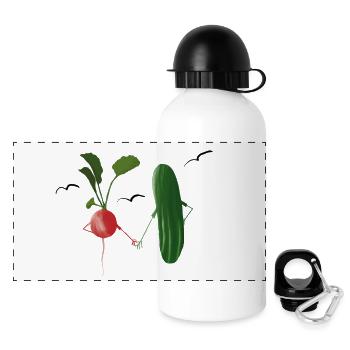 Illustration d’amitié végétale - Gourde panoramique avec couvercle 500 ml - blanc - Devant