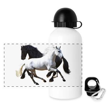 Chevaux - Gourde panoramique avec couvercle 500 ml - blanc - Devant