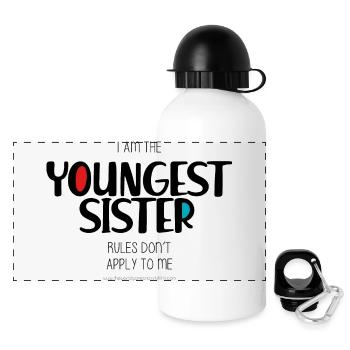 Jüngste Schwester - Panorama Trinkflasche mit Deckel 500 ml - Weiß - Vorne
