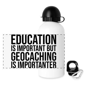 Geocache - Panorama Trinkflasche mit Deckel 500 ml - Weiß - Vorne