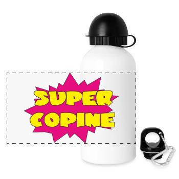 SUPER GIRLFRIEND - Panoramic Thermal Bottle with Lid 500 ml - white - Front