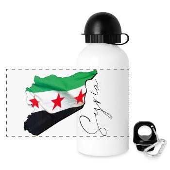 Drapeau de la Syrie sur la carte de la Syrie EN - Gourde panoramique avec couvercle 500 ml - blanc - Devant