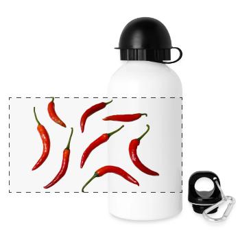 Fresh red chilies arranged on a light surface. - Panoramic Thermal Bottle with Lid 500 ml - white - Front